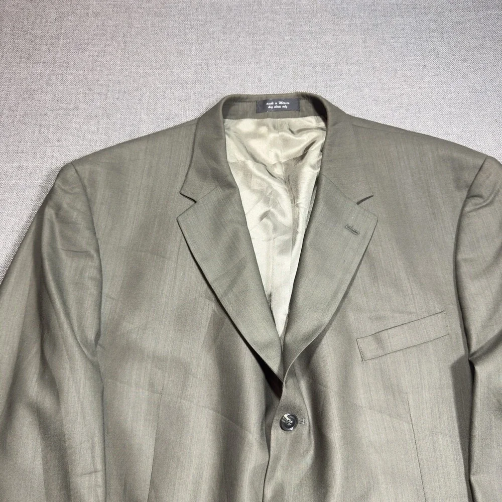 Gianfranco Ruffini Men's Blazer Worsted Wool Army Green 3 Button Ventless Sz 50L
